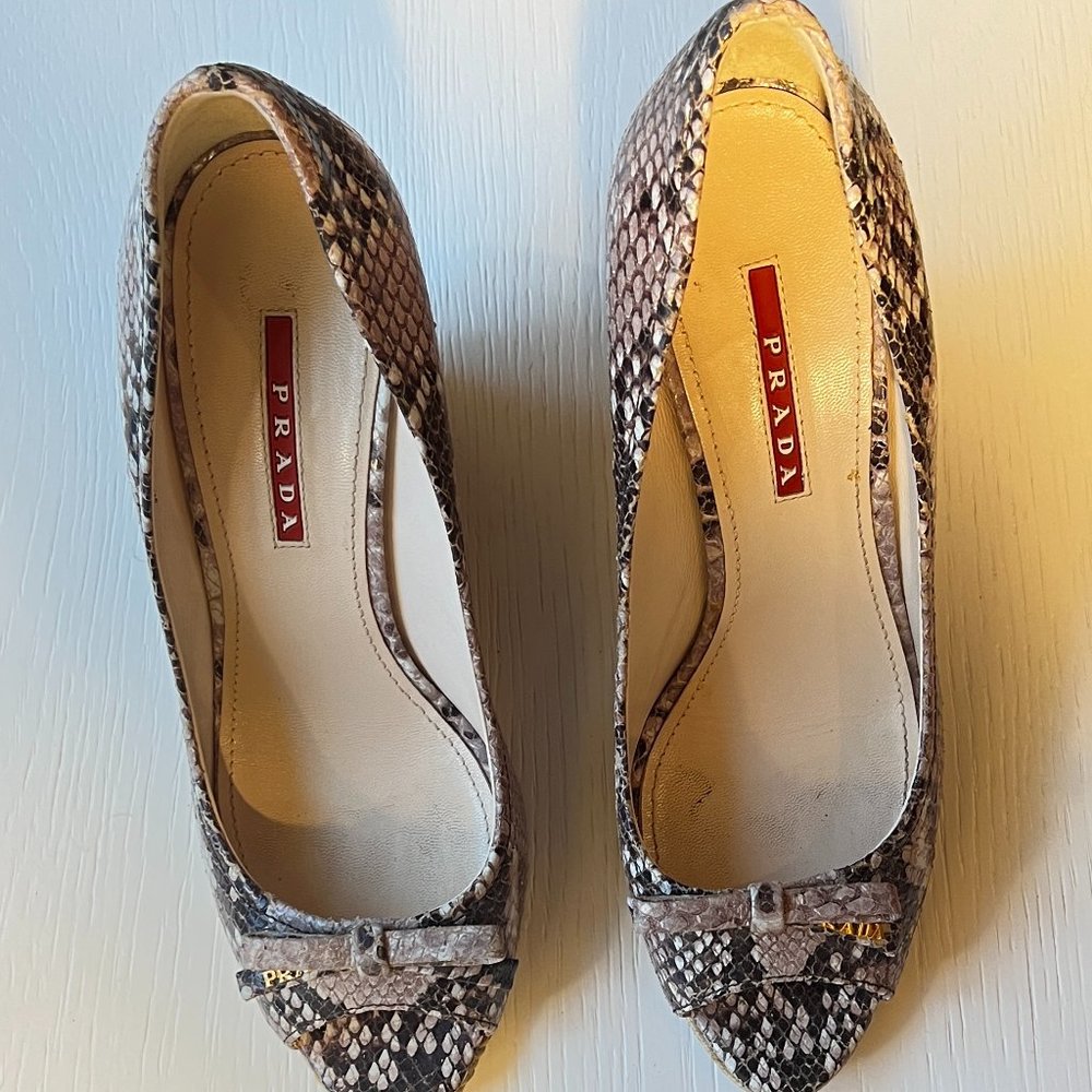 Prada Python Leather Wedge Size 38 Eu - Size 8 Us - image 6
